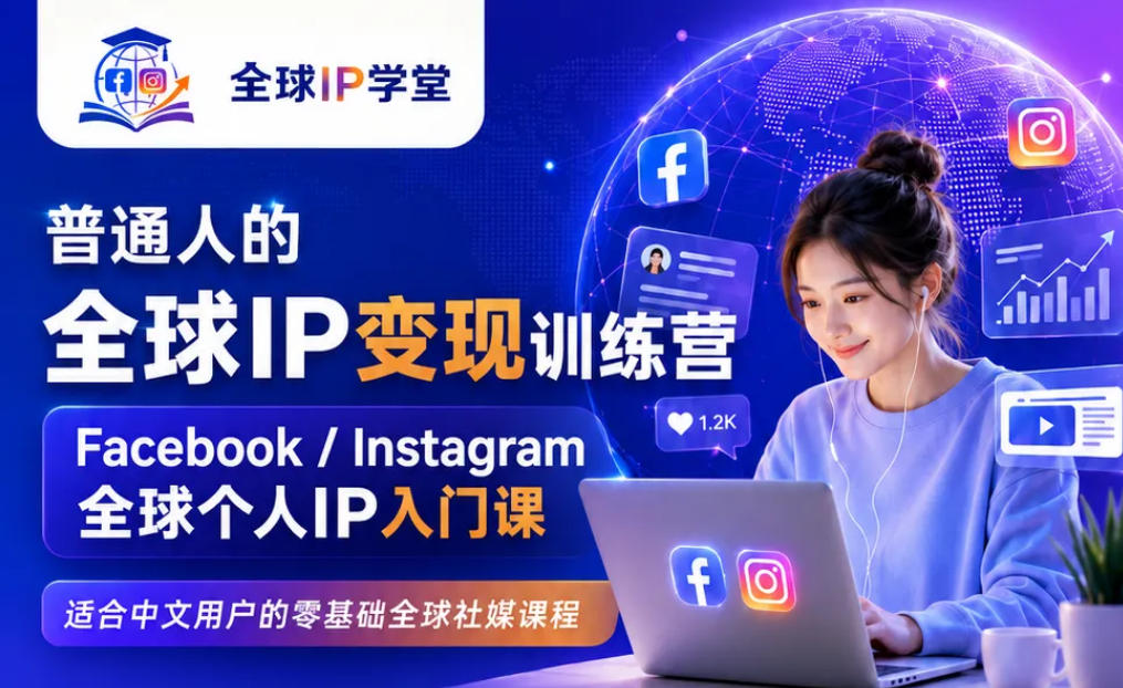 普通人的全球IP变现训练营,Facebook/Instagram全球个人IP入门课,零基础全球社媒课程采购|汽车产业|汽车配件|机加工企业家交流社群中心