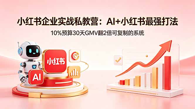小红书企业实战私教营：AI+小红书最强打法，10%预算30天GMV翻2倍可复制的系统采购|汽车产业|汽车配件|机加工企业家交流社群中心