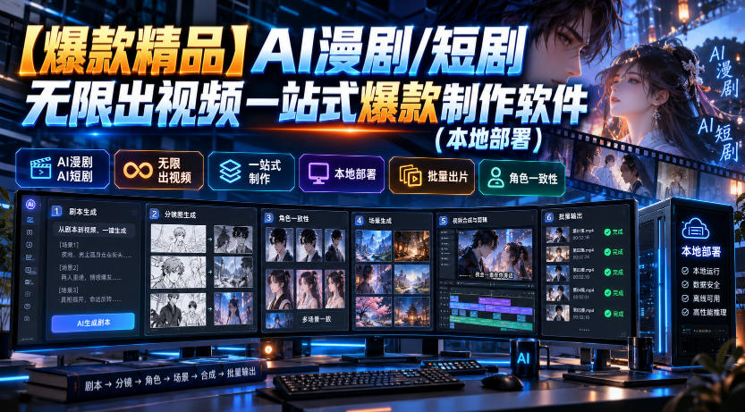 【爆款精品】AI漫剧/短剧无限出视频一站式爆款制作软件(本地部署)采购|汽车产业|汽车配件|机加工企业家交流社群中心