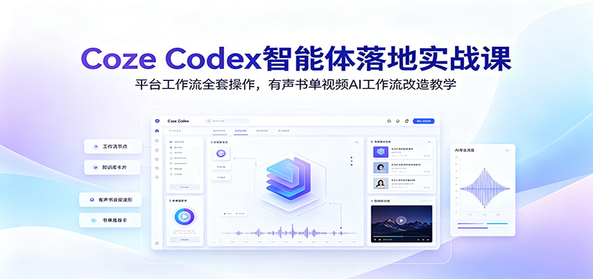 Coze Codex智能体落地实战课：平台工作流全套操作，有声书单视频AI工作流改造教学采购|汽车产业|汽车配件|机加工企业家交流社群中心