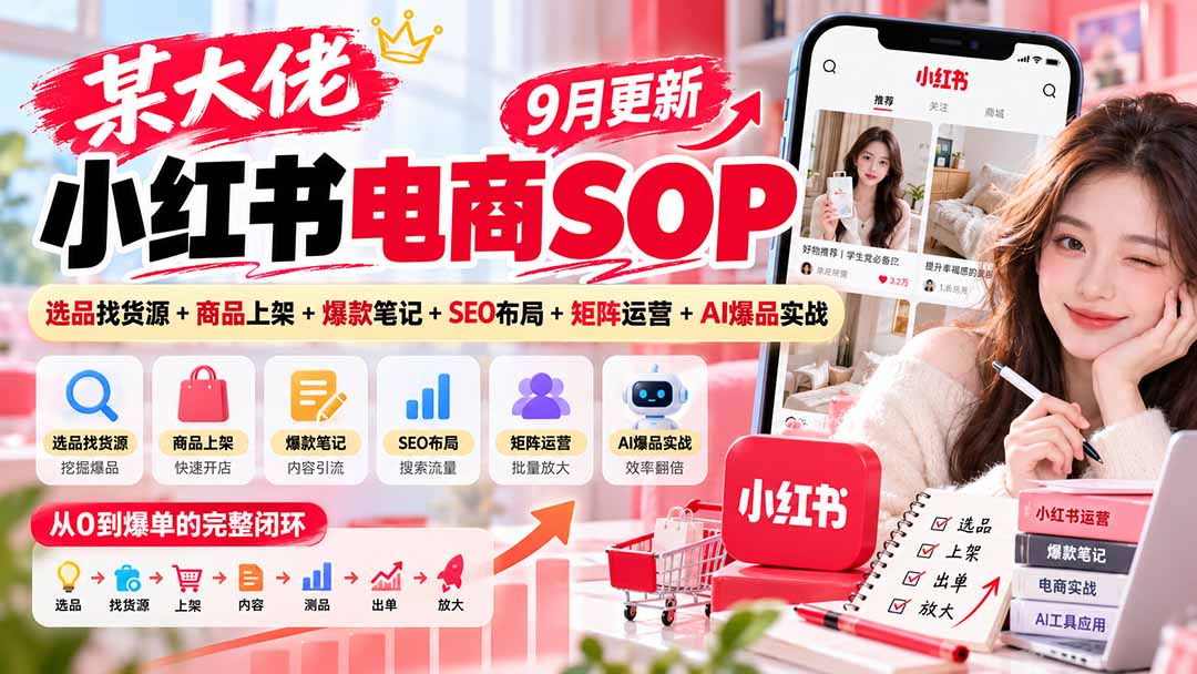 某大佬小红书电商SOP｜9月更新：选品找货源+商品上架+爆款笔记+SEO布局+矩阵运营+AI爆品实战采购|汽车产业|汽车配件|机加工企业家交流社群中心