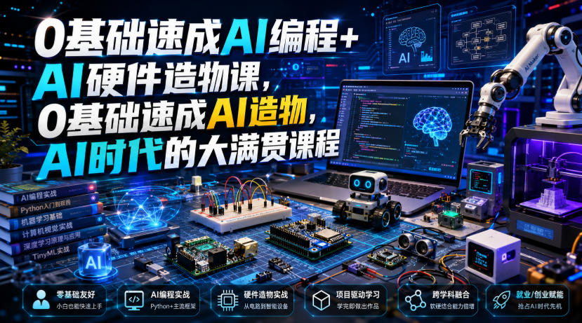 0基础速成AI编程+AI硬件造物课，0基础速成AI造物，AI时代的大满贯课程采购|汽车产业|汽车配件|机加工企业家交流社群中心