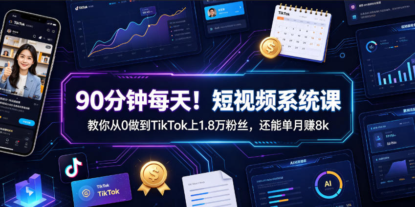 90分钟每天！短视频系统课教你从0做到TikTok上1.8万粉丝，还能单月賺8k【原创双语字幕】采购|汽车产业|汽车配件|机加工企业家交流社群中心