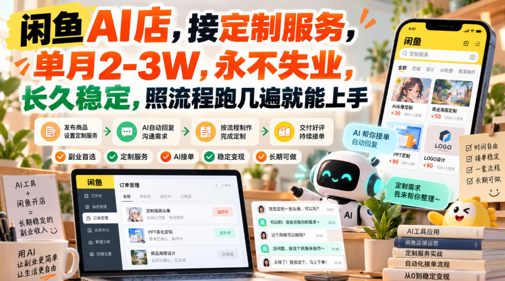 闲鱼AI店,接定制服务,单月2-3W,永不失业,长久稳定,照流程跑几遍就能上手采购|汽车产业|汽车配件|机加工企业家交流社群中心