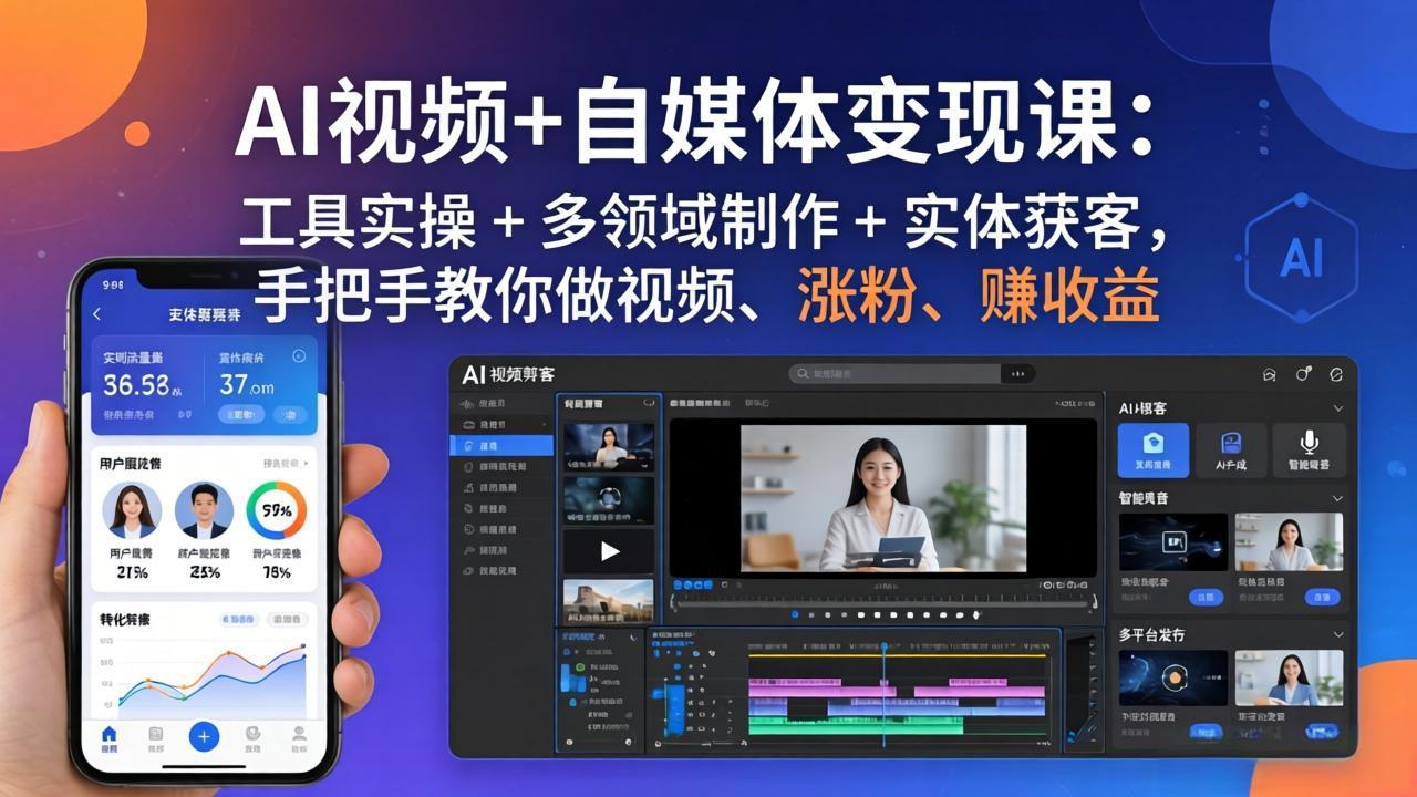 AI视频+自媒体变现课:工具实操 + 多领域制作 + 实体获客,手把手教你做视频、涨粉、赚收益采购|汽车产业|汽车配件|机加工企业家交流社群中心