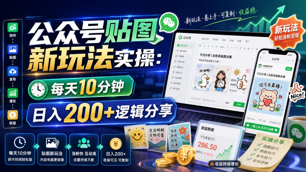 公众号贴图新玩法实操，每天10分钟，日入200+逻辑分享采购|汽车产业|汽车配件|机加工企业家交流社群中心