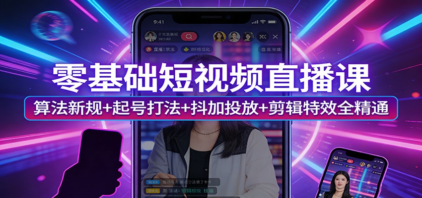 零基础短视频直播课：算法新规+起号打法+抖加投放+剪辑特效全精通采购|汽车产业|汽车配件|机加工企业家交流社群中心