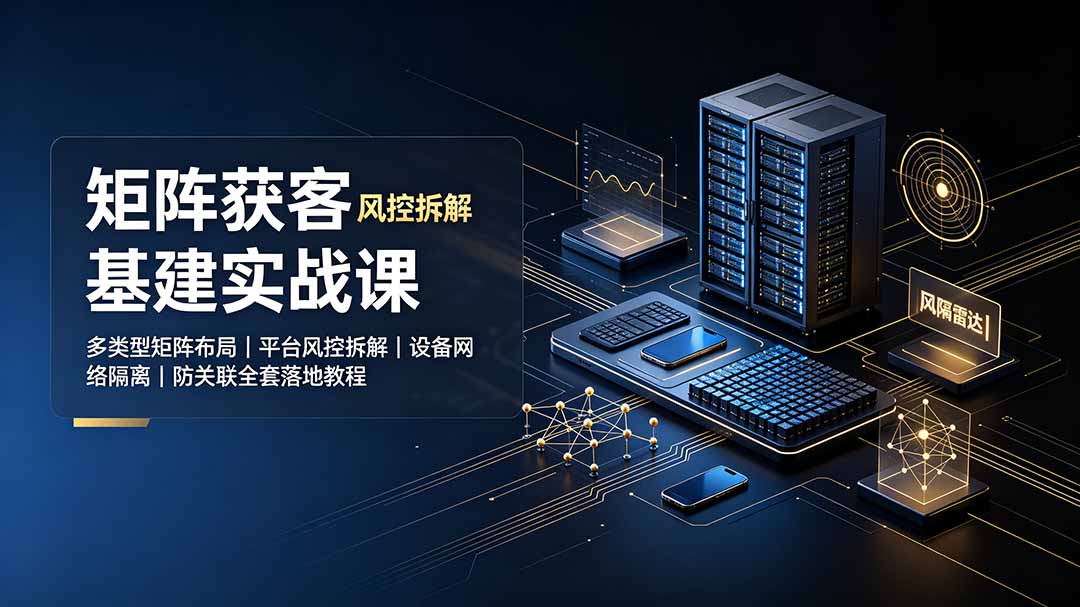 矩阵获客基建实战课:多类型矩阵布局|平台风控拆解|设备网络隔离|防关联全套落地教程采购|汽车产业|汽车配件|机加工企业家交流社群中心