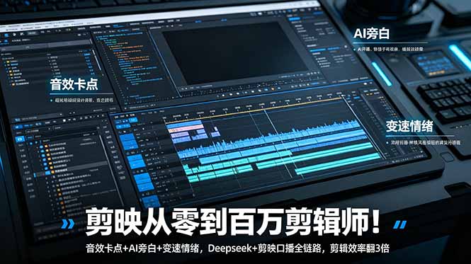 剪映从零到百万剪辑师！音效卡点+AI旁白+变速情绪，Deepseek+剪映口播全链路，剪辑效率翻3倍采购|汽车产业|汽车配件|机加工企业家交流社群中心