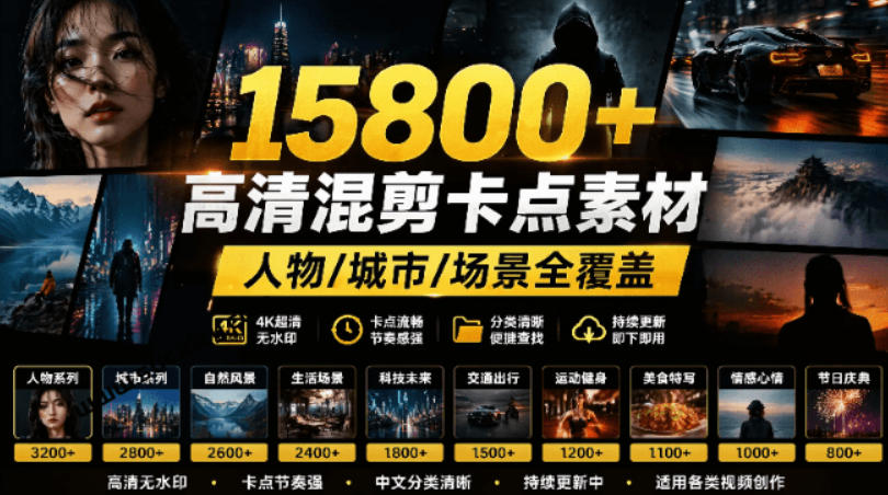 【影视剪辑素材合集】15800+高清混剪卡点｜热门影视精彩片段｜人物/城市/场景全覆盖，中文分类清晰采购|汽车产业|汽车配件|机加工企业家交流社群中心