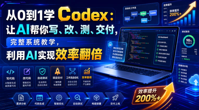 从0到1学Codex：让AI帮你写、改、测、交付，完整系统教学，利用AI实现效率翻倍(更新0918)采购|汽车产业|汽车配件|机加工企业家交流社群中心