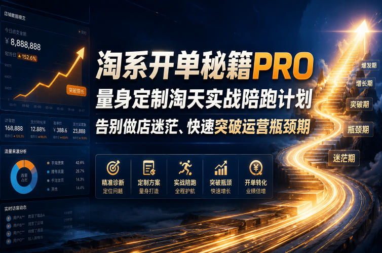 淘系开单秘籍PRO，量身定制淘天实战陪跑计划，告别做店迷茫、快速突破运营瓶颈期(更新260823)采购|汽车产业|汽车配件|机加工企业家交流社群中心