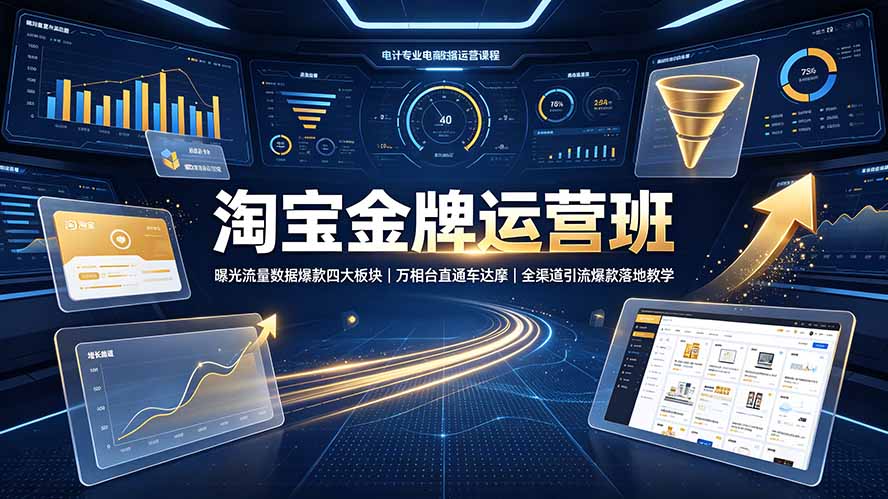淘宝金牌运营班-7月:曝光流量数据爆款四大板块|万相台直通车达摩|全渠道引流爆款落地教学采购|汽车产业|汽车配件|机加工企业家交流社群中心