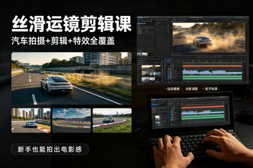 大叔丝滑运镜剪辑课，汽车拍摄+剪辑+特效全覆盖，新手也能拍出电影感采购|汽车产业|汽车配件|机加工企业家交流社群中心