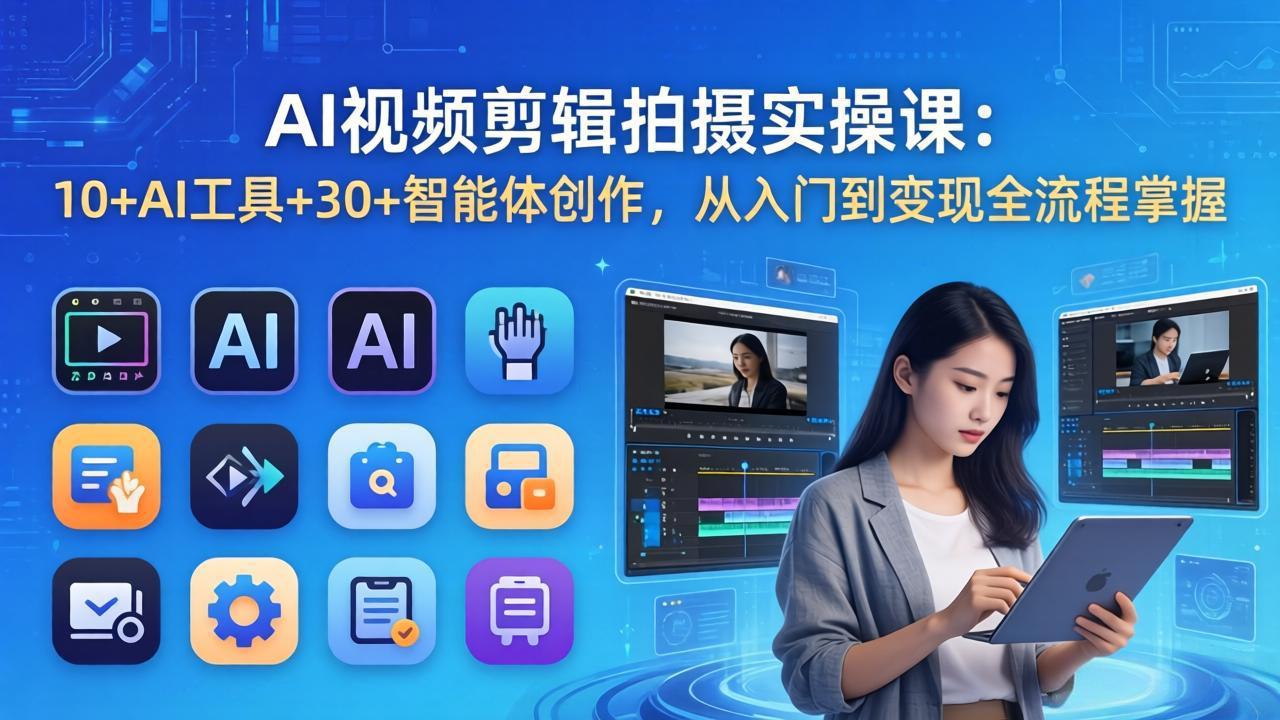 AI 视频剪辑拍摄实操课：10+AI工具+30+智能体创作，从入门到变现全流程掌握采购|汽车产业|汽车配件|机加工企业家交流社群中心