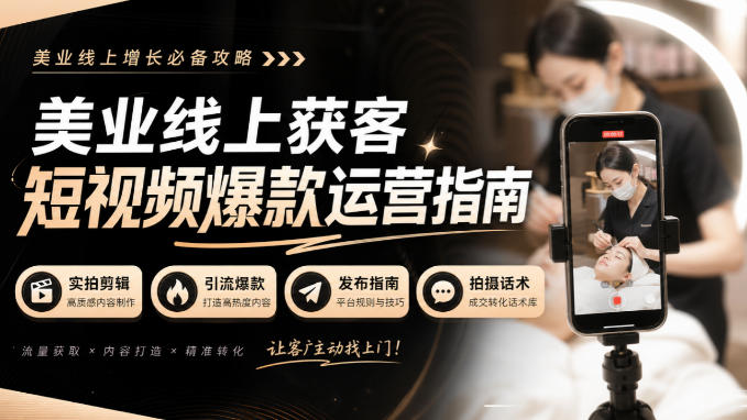 美业线上获客短视频爆款运营指南-无水印，实拍剪辑、引流爆款、发布指南、拍摄话术！采购|汽车产业|汽车配件|机加工企业家交流社群中心