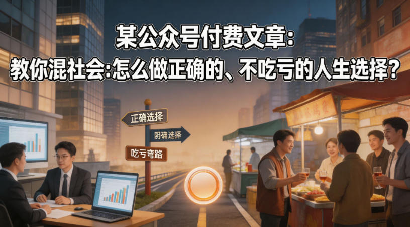 某公众号付费文章：教你混社会：怎么做正确的、不吃亏的人生选择？采购|汽车产业|汽车配件|机加工企业家交流社群中心