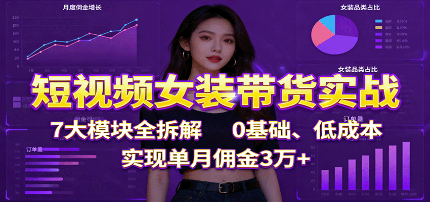 短视频女装带货实战:7大模块全拆解,0基础、低成本,实现单月佣金3万+采购|汽车产业|汽车配件|机加工蚂蚁智酷企业交流社群中心