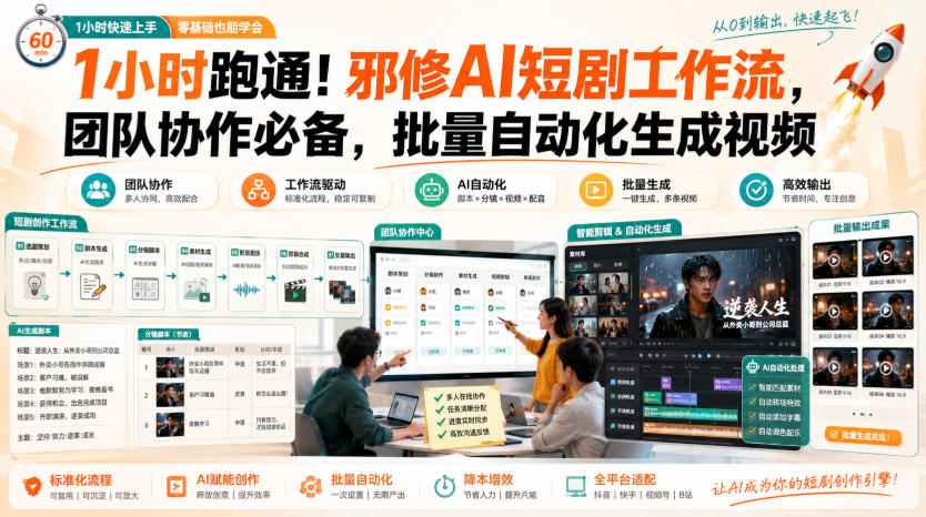 1小时跑通!邪修AI短剧工作流,团队协作必备,批量自动化生成视频采购|汽车产业|汽车配件|机加工企业家交流社群中心