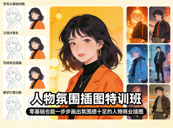 人物氛围插图特训班，零基础也能一步步画出氛围感十足的人物商业插图采购|汽车产业|汽车配件|机加工企业家交流社群中心
