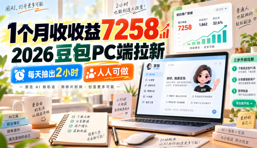 1个月收收益7258，2026豆包PC端拉新，每天抽出2小时，人人可做采购|汽车产业|汽车配件|机加工企业家交流社群中心
