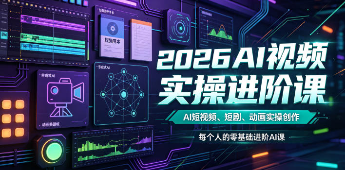 2026AI视频实操进阶课，AI短视频、短剧、动画实操创作，每个人的零基础进阶ai课(更新0825)采购|汽车产业|汽车配件|机加工企业家交流社群中心