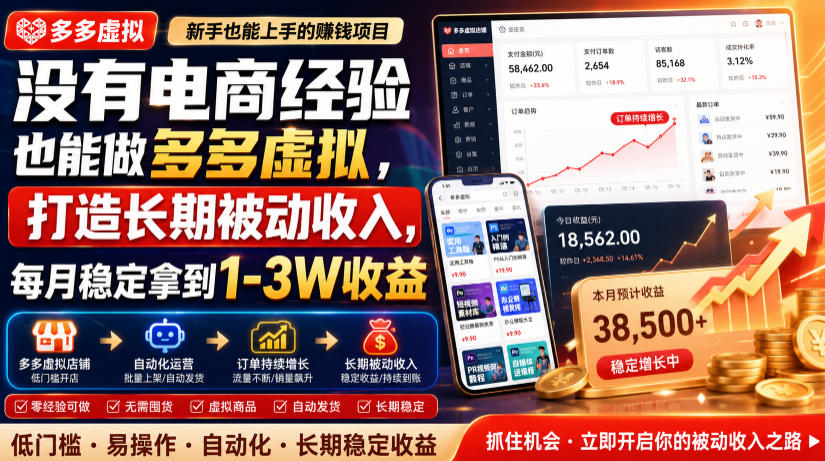 没有电商经验也能做多多虚拟,打造长期被动收入,每月稳定拿到1-3W收益【揭秘】采购|汽车产业|汽车配件|机加工企业家交流社群中心