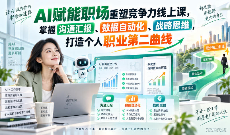 AI赋能职场重塑竞争力线上课，掌握沟通汇报、数据自动化、战略思维，打造个人职业第二曲线采购|汽车产业|汽车配件|机加工企业家交流社群中心