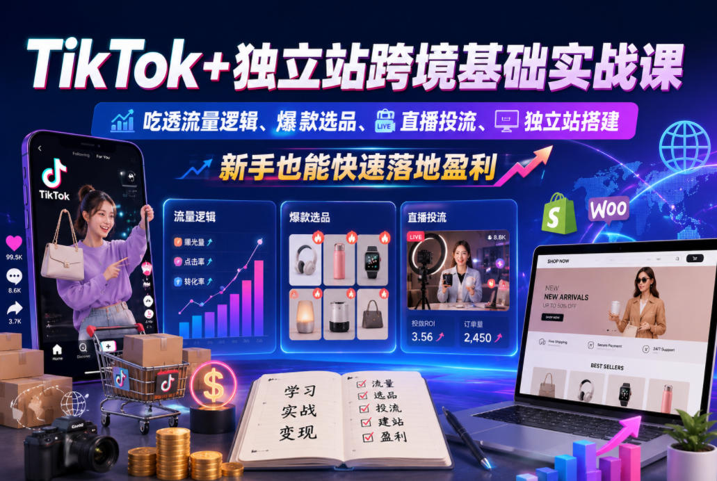 TikTok+独立站跨境基础实战课,吃透流量逻辑、爆款选品、直播投流与独立站搭建,新手也能快速落地盈利采购|汽车产业|汽车配件|机加工企业家交流社群中心