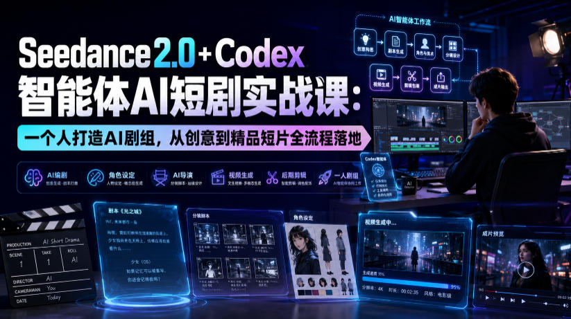 Seedance2.0+Codex智能体AI短剧实战课:一个人打造AI剧组,从创意到精品短片全流程采购|汽车产业|汽车配件|机加工企业家交流社群中心
