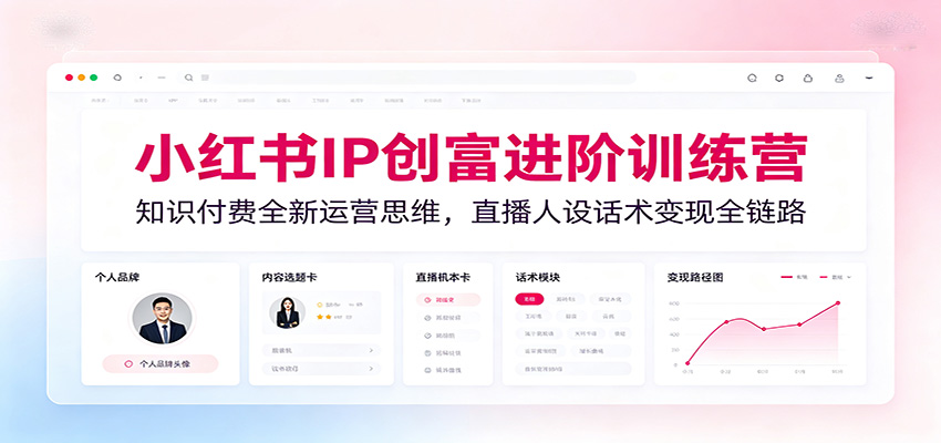 小红书IP创富进阶训练营：知识付费全新运营思维，直播人设话术变现全链路采购|汽车产业|汽车配件|机加工企业家交流社群中心