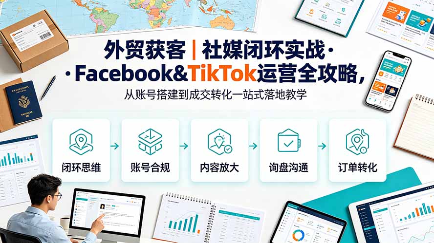外贸获客|社媒闭环实战·Facebook&TikTok运营全攻略,从账号搭建到成交转化一站式落地教学采购|汽车产业|汽车配件|机加工企业家交流社群中心