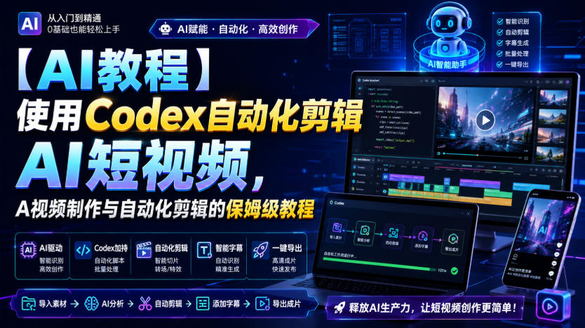 【AI教程】使用Codex自动化剪辑AI短视频，AI视频制作与自动化剪辑的保姆级教程采购|汽车产业|汽车配件|机加工企业家交流社群中心