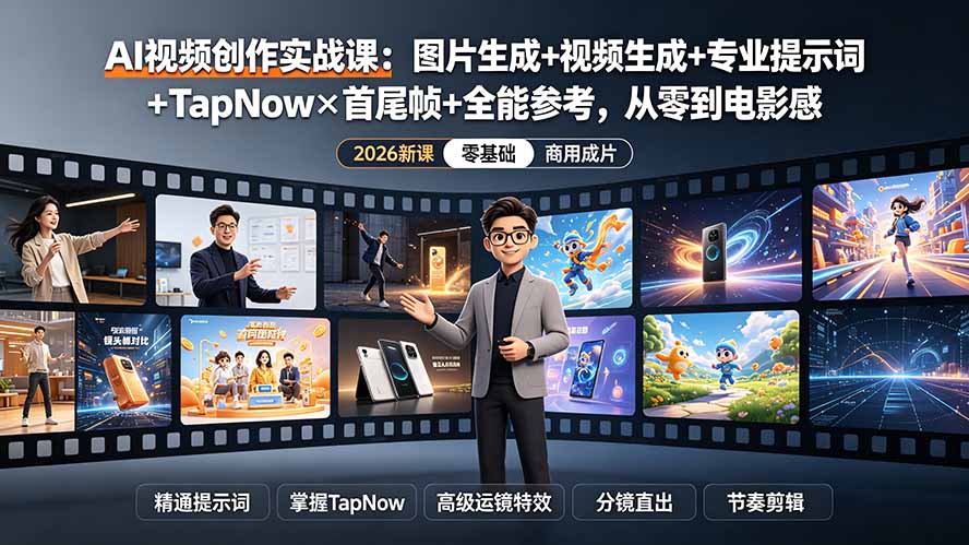 AI视频创作实战课：图片生成+视频生成+专业提示词+TapNow×首尾帧+全能参考，从零到电影感成片采购|汽车产业|汽车配件|机加工企业家交流社群中心