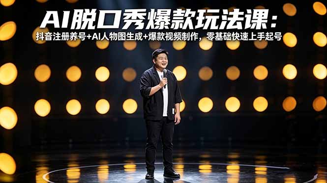 AI脱口秀爆款玩法课：抖音注册养号+AI人物图生成+爆款视频制作，零基础快速上手起号采购|汽车产业|汽车配件|机加工企业家交流社群中心