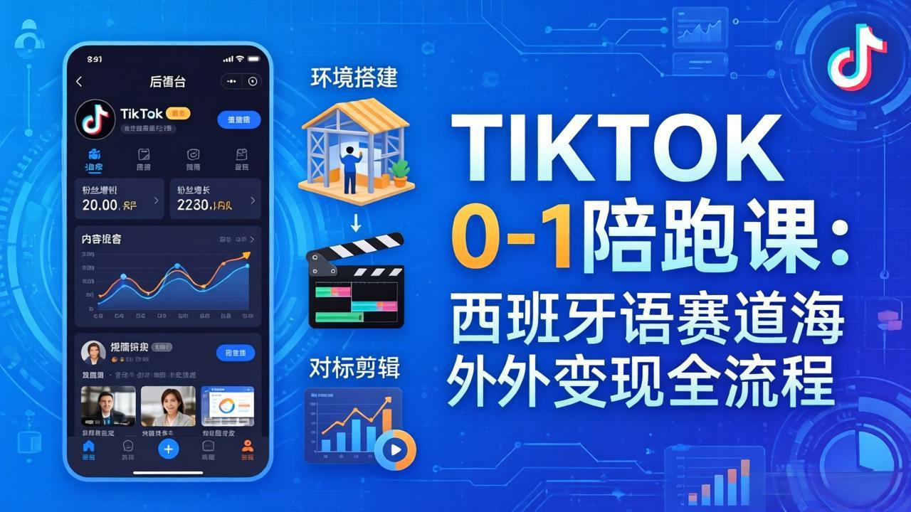 TIKTOK 0-1 陪跑课:从环境搭建到刷对标剪辑,西班牙语赛道海外变现全流程采购|汽车产业|汽车配件|机加工企业家交流社群中心
