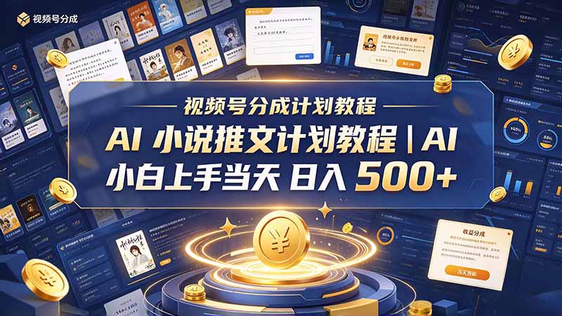 最新视频号分成计划教程｜AI 小说推文，小白上手当天日入 500+采购|汽车产业|汽车配件|机加工企业家交流社群中心