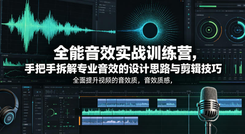 全能音效实战训练营，手把手拆解专业音效的设计思路与剪辑技巧，全面提升视频的音效质感采购|汽车产业|汽车配件|机加工企业家交流社群中心