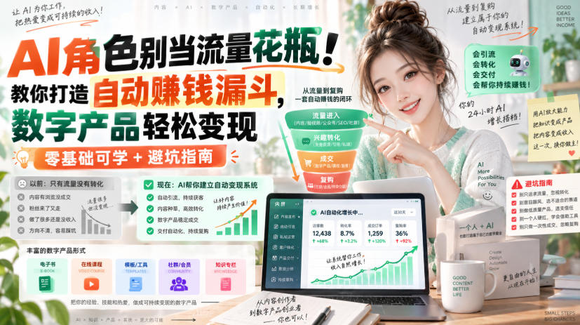 AI角色别当流量花瓶！教你打造自动賺钱漏斗，数字产品轻松变现(零基础可学+避坑指南)【原创双语字幕】采购|汽车产业|汽车配件|机加工企业家交流社群中心