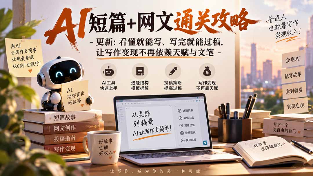 AI短篇+网文通关攻略-更新1009:看懂就能写、写完就能过稿,让写作变现不再依赖天赋与文笔采购|汽车产业|汽车配件|机加工企业家交流社群中心