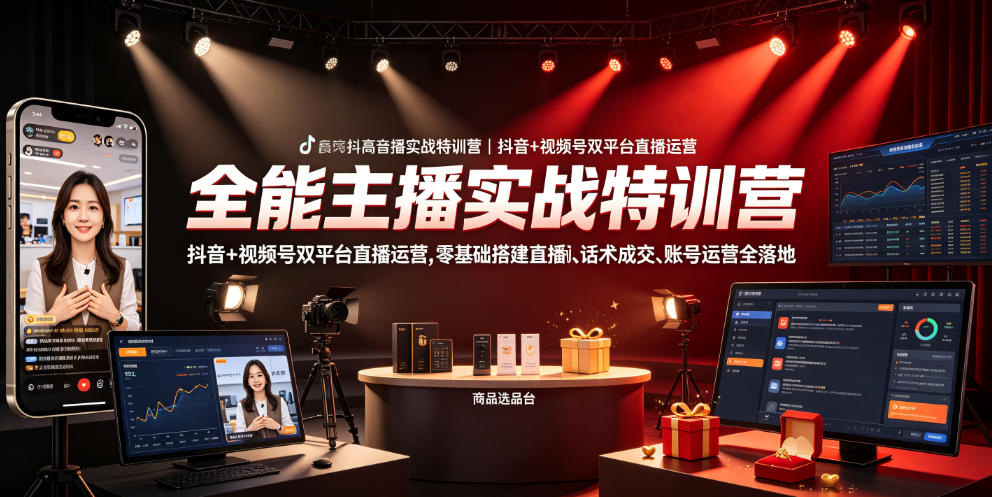 全能主播实战特训营|抖音+视频号双平台直播运营,零基础搭建直播间、精准选品、话术成交、账号运营全落地采购|汽车产业|汽车配件|机加工企业家交流社群中心