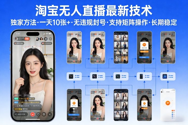 淘宝无人直播【最新技术】，独家方法，一天搞10张+，无违规封号，支持矩阵操作，长期稳定【内部揭秘】采购|汽车产业|汽车配件|机加工蚂蚁智酷企业交流社群中心