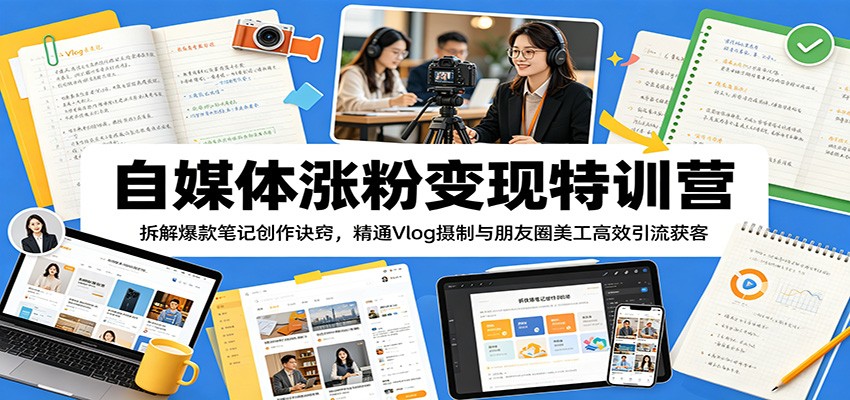 自媒体涨粉变现特训营：拆解爆款笔记创作诀窍，精通Vlog摄制与朋友圈美工高效引流获客采购|汽车产业|汽车配件|机加工企业家交流社群中心