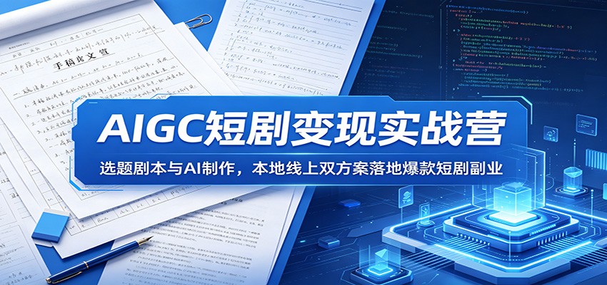 AIGC短剧变现实战营：选题剧本与AI制作，本地线上双方案落地爆款短剧副业采购|汽车产业|汽车配件|机加工企业家交流社群中心