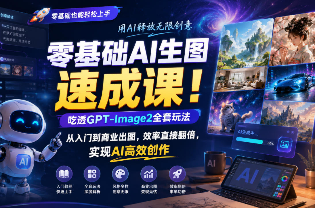 零基础AI生图速成课！吃透GPT-Image2全套玩法，从入门到商业出图，效率直接翻倍，实现AI高效创作采购|汽车产业|汽车配件|机加工企业家交流社群中心