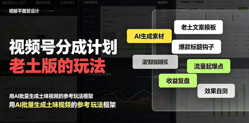 视频号分成计划老土版的玩法,流量爆炸,每天收益300+,纯靠AI生成,越土的玩法,越高级采购|汽车产业|汽车配件|机加工企业家交流社群中心