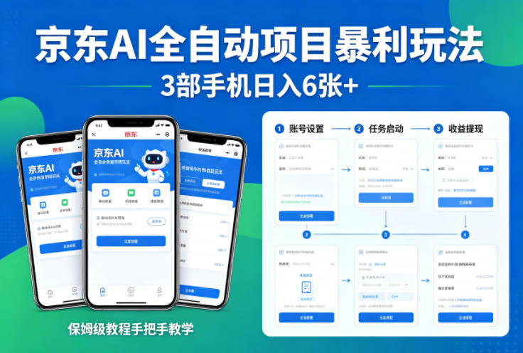京东AI全自动项目暴利玩法,3部手机日入6张+,保姆级教程手把手教学【揭秘】采购|汽车产业|汽车配件|机加工企业家交流社群中心