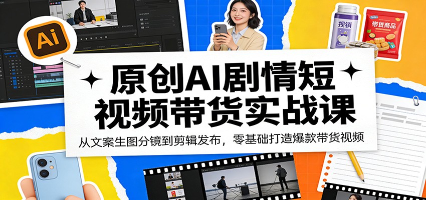 原创AI剧情短视频带货实战课：从文案生图分镜到剪辑发布，零基础打造爆款带货视频采购|汽车产业|汽车配件|机加工企业家交流社群中心