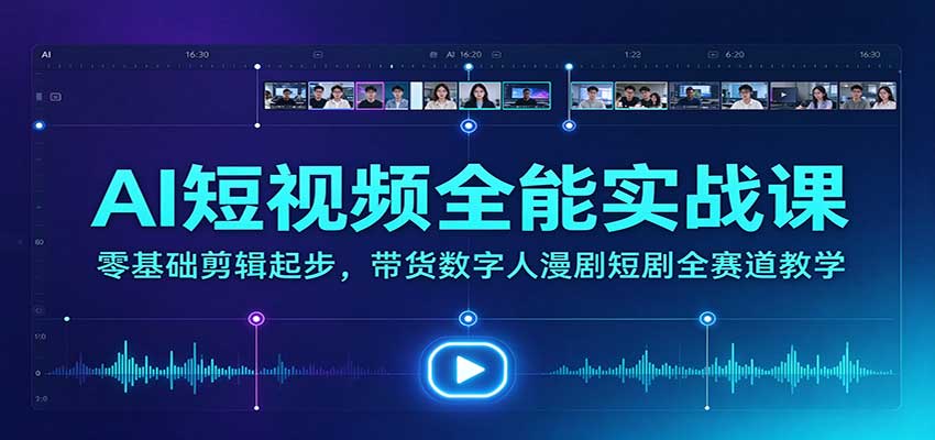 AI短视频全能实战课：零基础剪辑起步，带货数字人漫剧短剧全赛道教学采购|汽车产业|汽车配件|机加工企业家交流社群中心