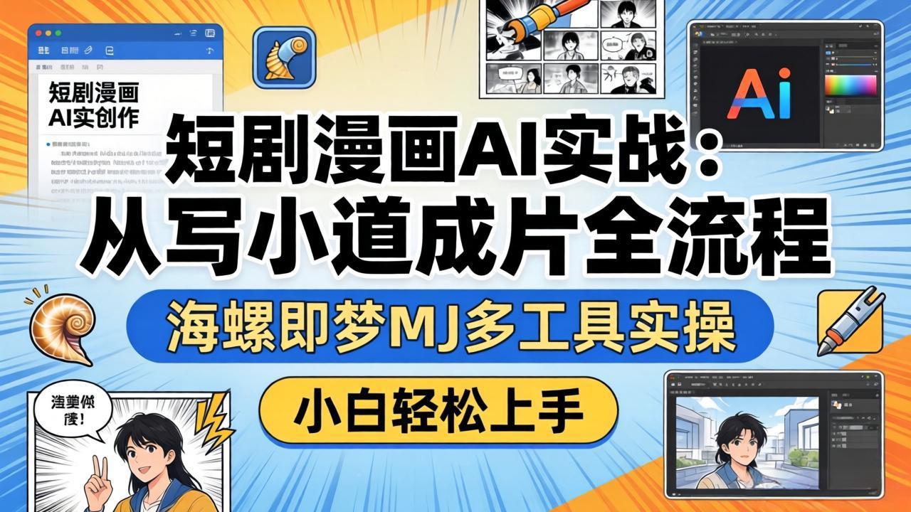 短剧漫画AI实战：从写小说到成片全流程，海螺即梦MJ多工具实操，小白轻松上手采购|汽车产业|汽车配件|机加工企业家交流社群中心